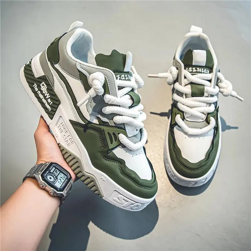 Men's Trendy Skate Shoes, Comfy Non Slip Casual Lace Up Sneakers For Men's Outdoor Activities