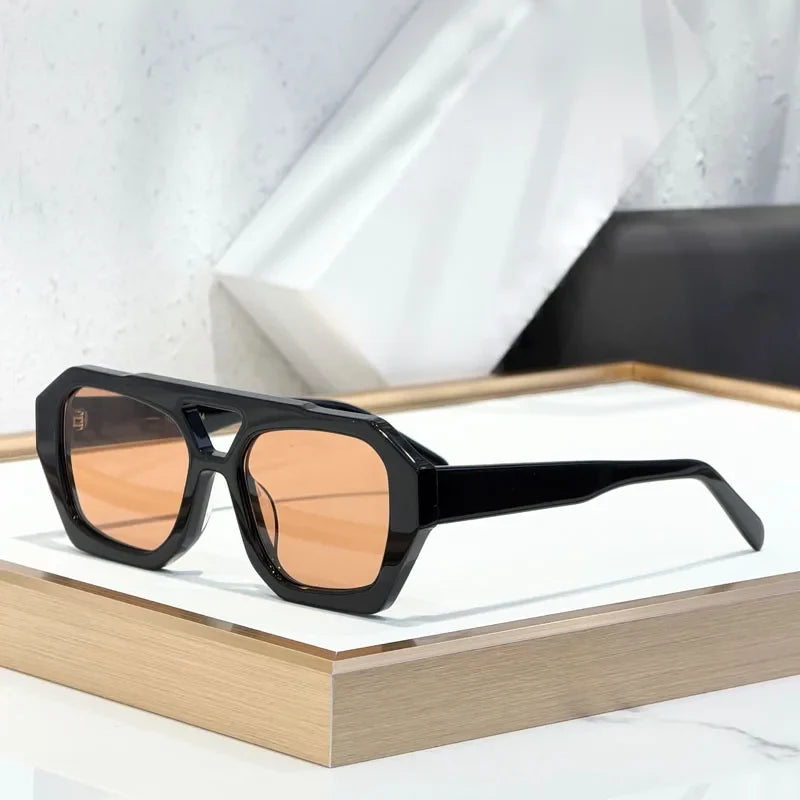 Designer Hollow Thick Acetate Women's Sunglasses Handmade Square Brand Design High Quality Female UV400 Prescription Glasses