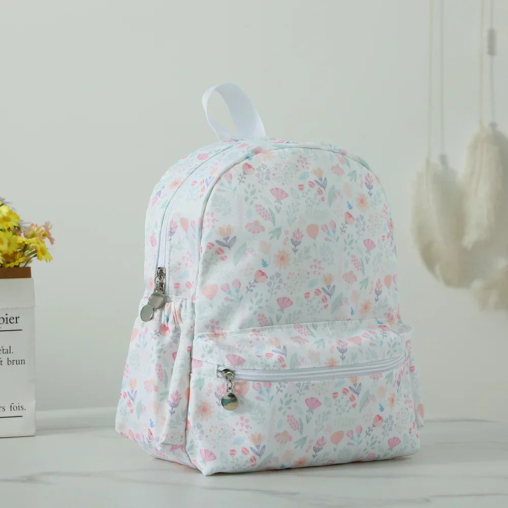 Plaid Backpack For Girls Boys Floral Waterproof Nylon Schoolbag Durable Lightweight Book Bag For Students