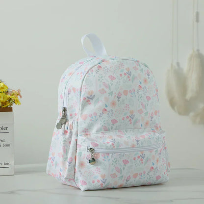 Plaid Backpack For Girls Boys Floral Waterproof Nylon Schoolbag Durable Lightweight Book Bag For Students