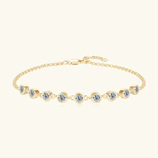 Bracelet en argent sterling S925 pour femmes, breloques rondes tout Moissanite, chaîne, bijoux fins de mariage, cadeaux pulseras