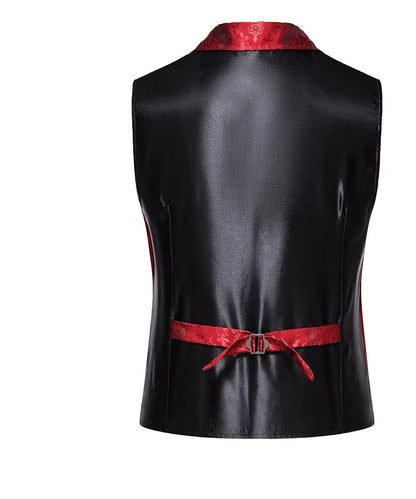 Men's Suit Vest, Jacquard Smart Casual Flip-Front Lapel Vest, Cross-Border Single-breasted Slim Fit Holiday Dress Waistcoat