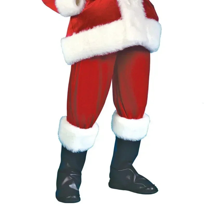 Santa Claus Cosplay Costume Christmas New Year Men Costumes Red Deluxe Classic Adults Xmas Set Carnival Party RolePlay Suits