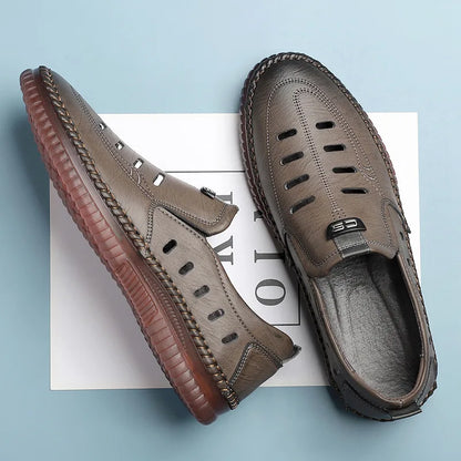 Solid Color Business Casual Shoes for Men Breathable Hallow Leather Sandals Male New Designer Fashion Summer Shoes Man