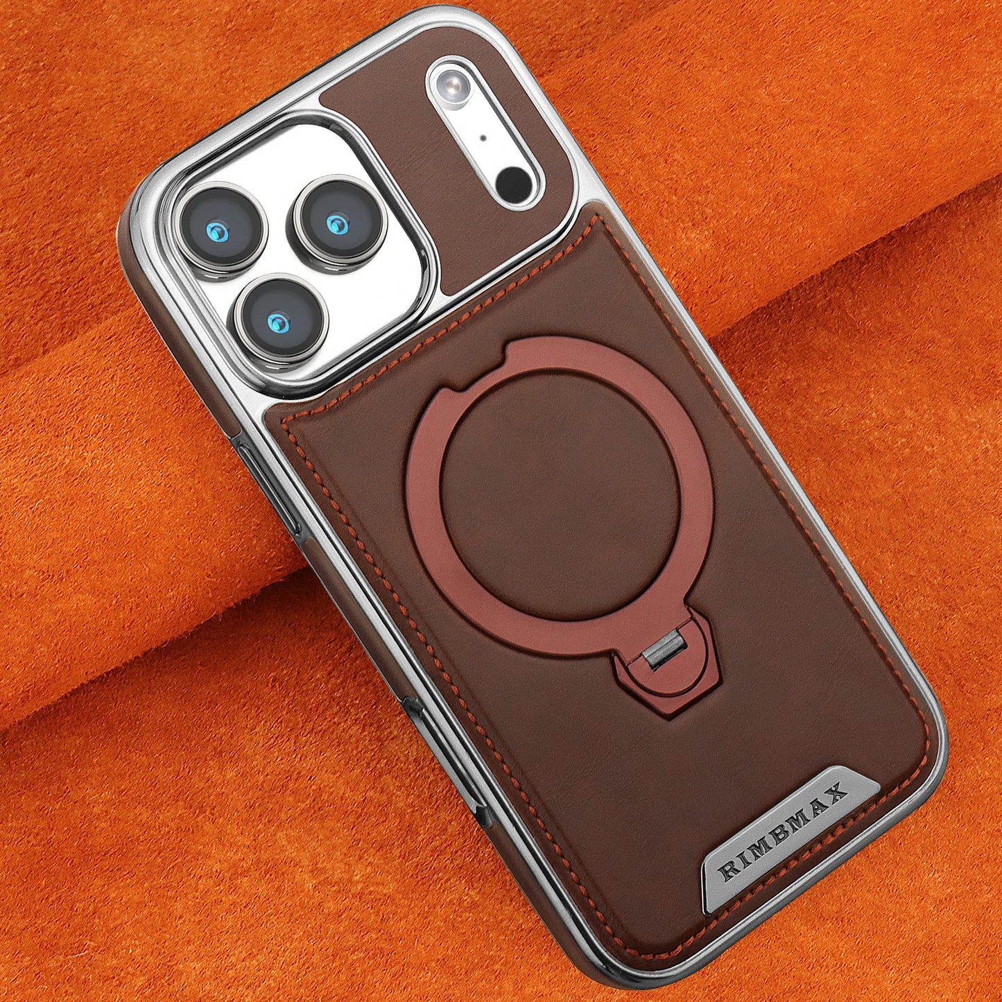 Magnetic Rotat Bracket Luxury Leather Phone Case,For iPhone 11 12 13 14 15 16 17 Pro Max Plus Wireless Charging Shockproof Cover