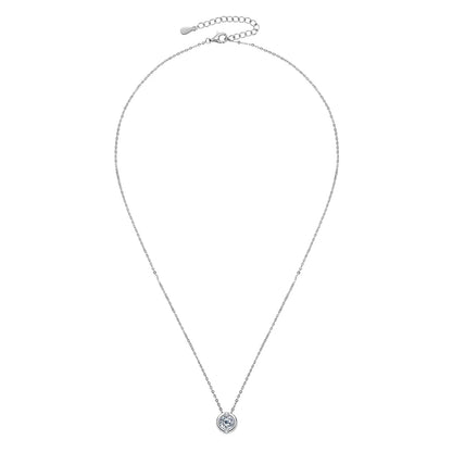 GRA Certified 6.5mm Sparkling Moissanite Round Pendant Necklace for Women 925 Sterling Silver Wedding Fine Jewelry Gift
