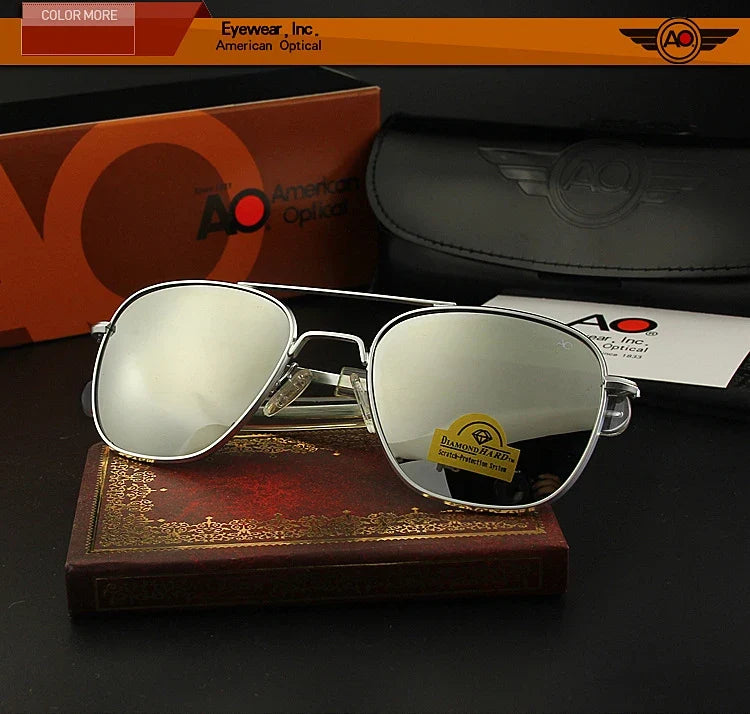 AO Pilot Sunglasses Men Top Quality Brand Designer AGX Tempered Glass Lens Sun Glasses Male