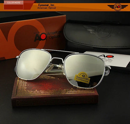 AO Pilot Sunglasses Men Top Quality Brand Designer AGX Tempered Glass Lens Sun Glasses Male