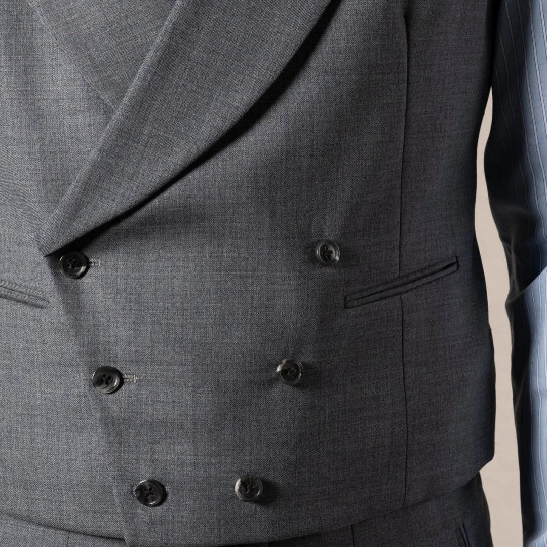 Men Vest Gray Double Breasted With Lapel Solid Waistcoat For Wedding Banquet Business Work Office Casual Daily Men Suit Vest