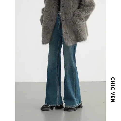 Women Jeans New High Waist Flare Denim Pants Micro Elastic Woman Trousers Horseshoe Pant Female Autumn Winter 2023