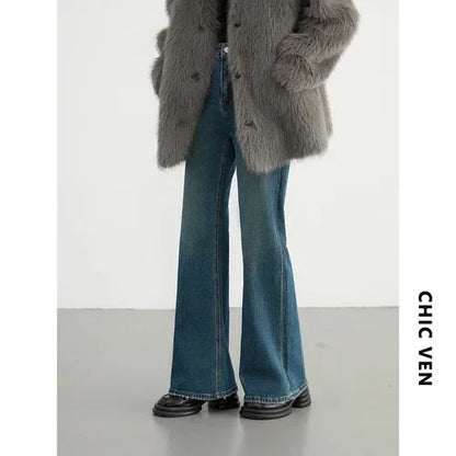 Women Jeans New High Waist Flare Denim Pants Micro Elastic Woman Trousers Horseshoe Pant Female Autumn Winter 2023