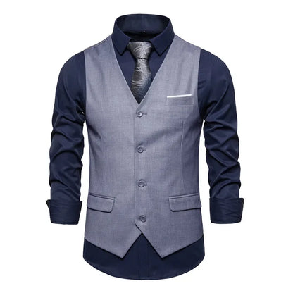 Blue Suit Vest, Men's Business Sleeveless Vests Jacket, Asian size S-6XL, Wedding Party Waistcoat, Red Purple Black Gray