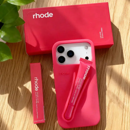 Phone Case with Box and Lipstick for IPhone 15 16 14 13 12 11 Pro Max Plus 17 Air Lip Gloss Portable Soft Silicone Shockproof