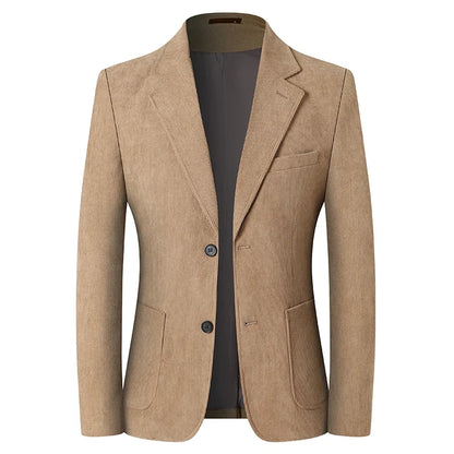 2026 Spring/Fall Men's Blue Suit Jacket, Black Long-Sleeve V-Neck Single-Breasted Formal Coats, Asian Fit Slim Cut.