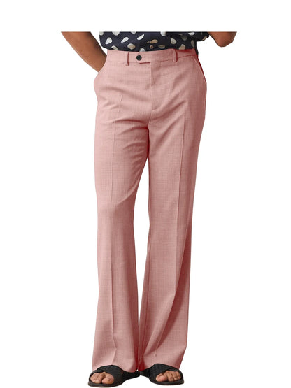 Men's High Waist Flared Pants Linen Blend Slim Fit Bell Bottoms Trousers Lightweight Breathable 70s 60s Disco Vintage Outfits