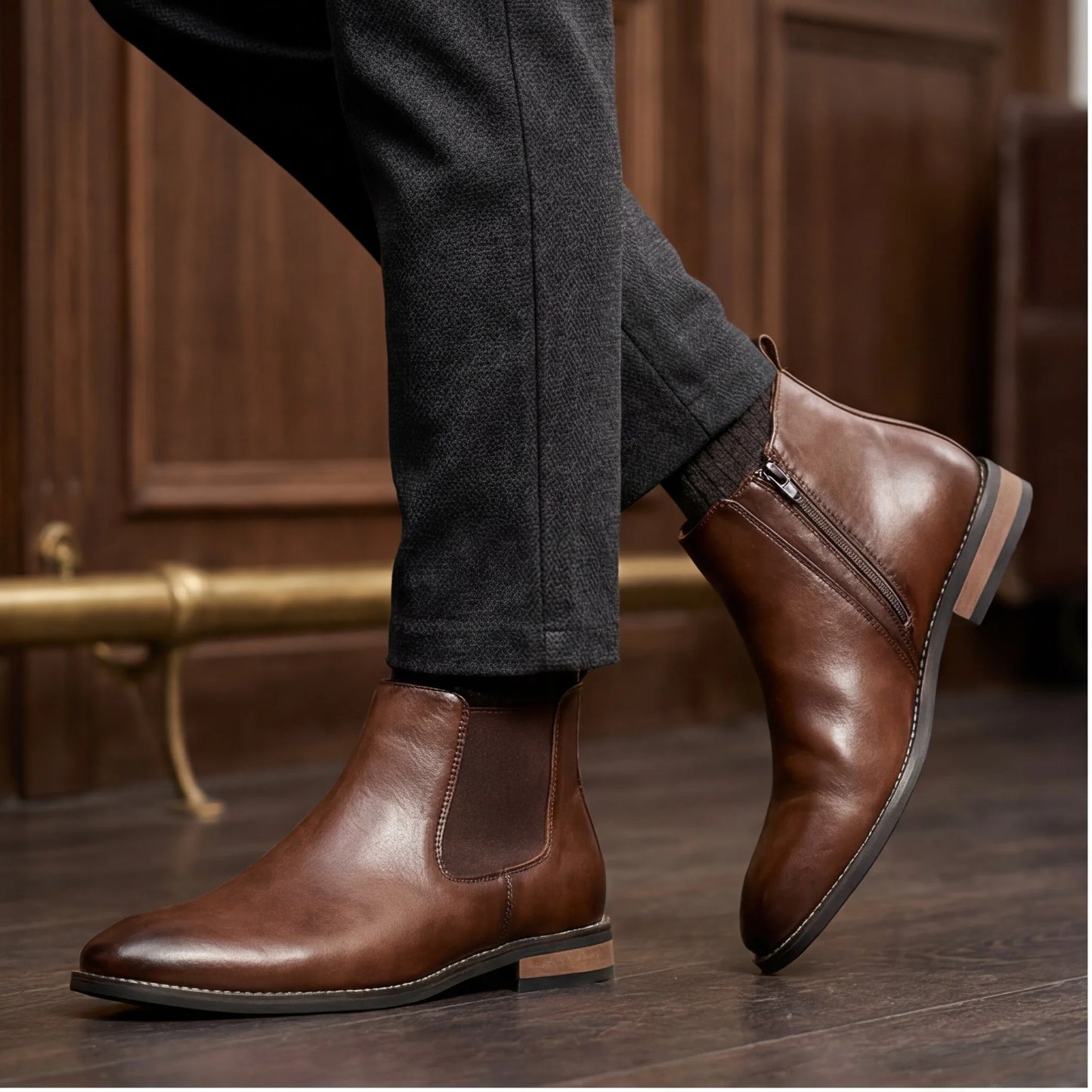 Chelsea Men Boots Fashion Brand Comfortable Leather Ankle Boots