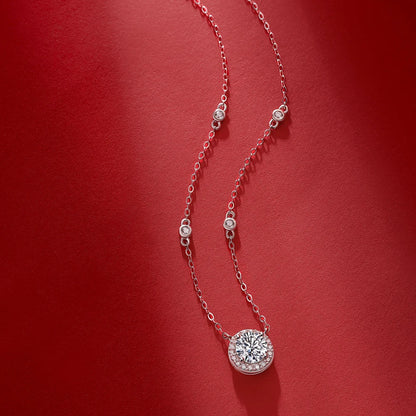 Certified 1CT Moissanite Necklace for Women D Color Lab Created Diamond 925 Silver Chains Original Certified Jewelry With GRR