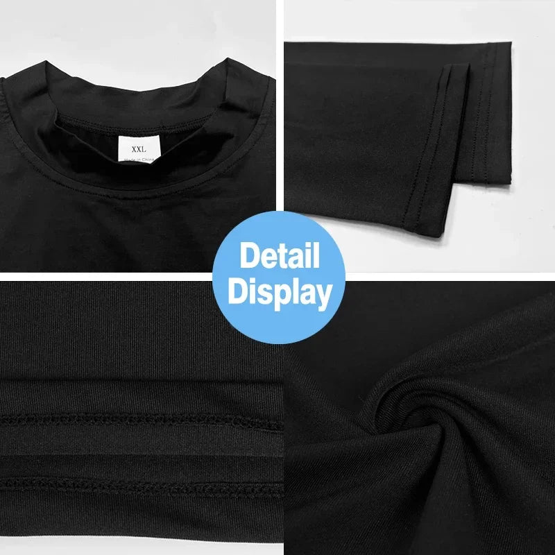 Men Running T-shirts Compression Long Sleeve Sport Shirts Fitness Tight Training Jogging Tees Gym Sportswear Quick Dry Rashgard