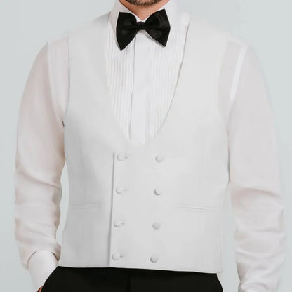 Men Vest Beige Double Button V Neck Waistcoat For Wedding Birthday Banquet Party Business Work Daily Casual Men Suit Vest