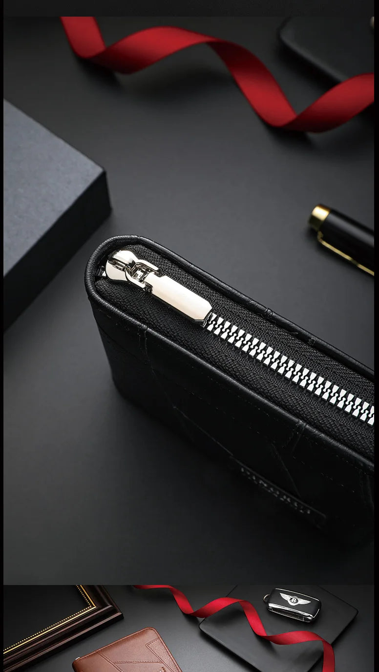 New style wallet for men and women, long single zipper handbag, fashionable and retro patchwork, large capacity purse, loose cha