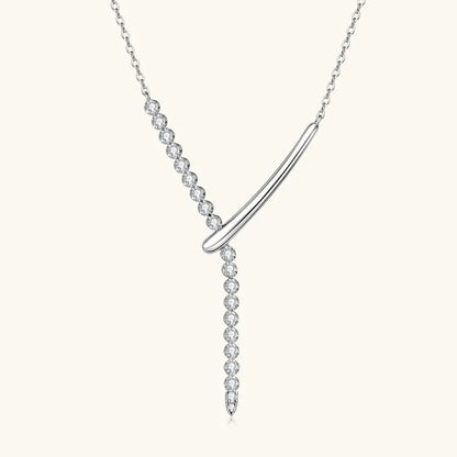 Full Round Moissanite Y-shaped Pendant Necklace for Women S925 Sterling Silver Chain Fine Jewelry Gift with Certificate
