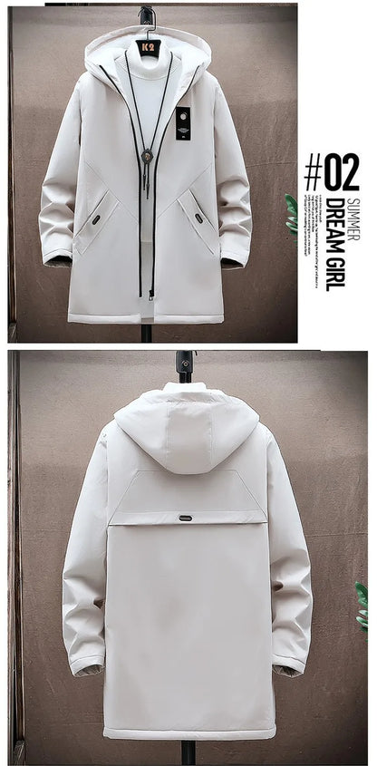 2024 Men's Classic Fashion Trend Long Windbreaker Spring Autumn Men Casual Loose Large Size High-quality Hooded Coat