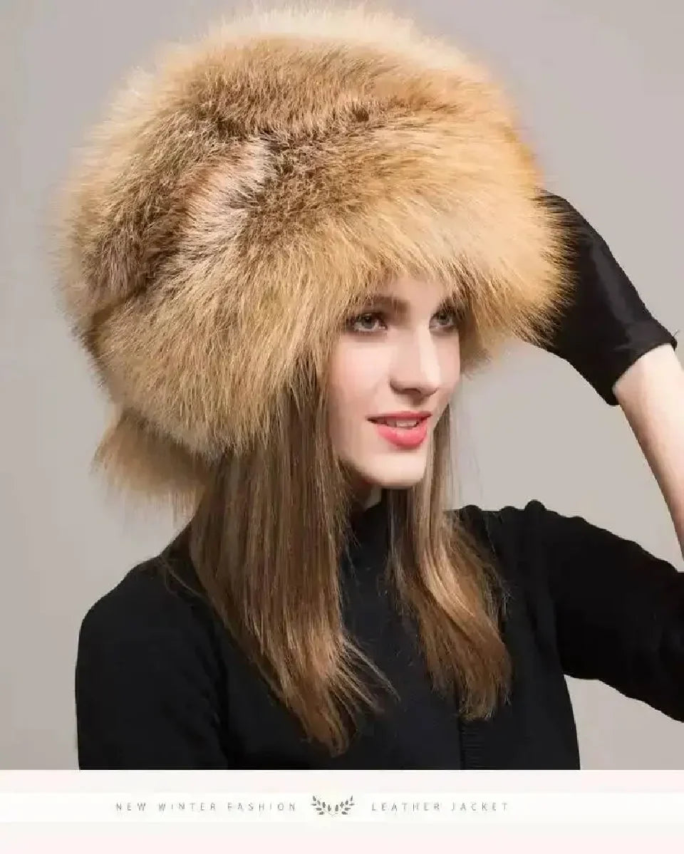Real Fox Fur Hat For Women Winter Ear Protection Genuine Fur Hat Russian Natural Fur Bomber Hat Outdoor Thicken Warm Fur Caps