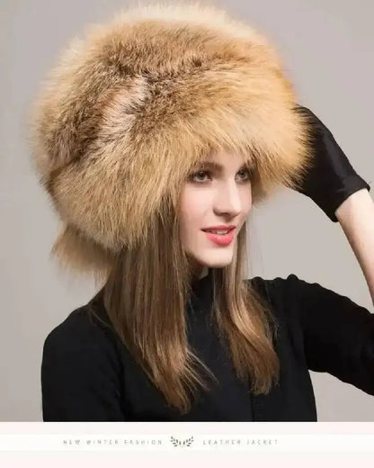 Real Fox Fur Hat For Women Winter Ear Protection Genuine Fur Hat Russian Natural Fur Bomber Hat Outdoor Thicken Warm Fur Caps
