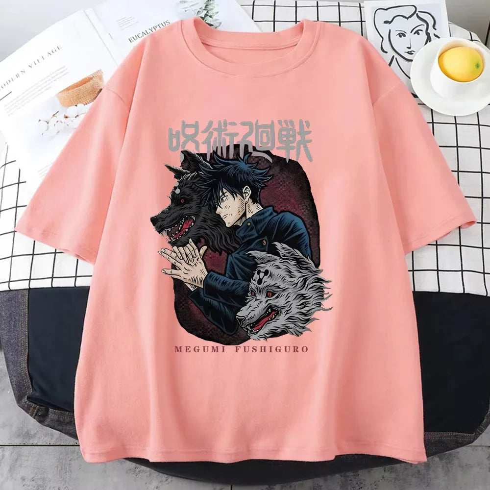 Fushiguro Megumi Printed T-shirt Men's Cool Street Loose T-shirt Summer Personalized Y2K Harajuku Shirt  Men T Shirt One Piece