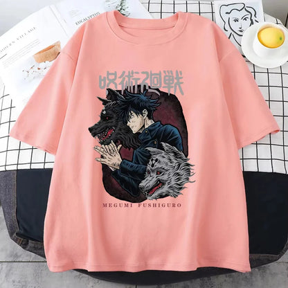 Fushiguro Megumi Printed T-shirt Men's Cool Street Loose T-shirt Summer Personalized Y2K Harajuku Shirt  Men T Shirt One Piece