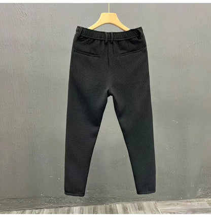 2026 High-grade Men's Solid Suit Pants Spring Summer Korean Style Pocket Straight Nine Split Pants Male Business Casual Trousers