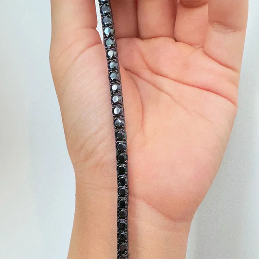 Bracelet de tennis en diamant Moissanite 3/4/5/6,5 mm pour hommes et femmes, plaqué argent 925, or noir 18 carats, avec certificat