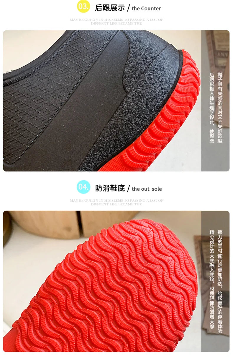 Men's Rain Boots Women's Ankle Water Shoes Non-slip Waterproof Safety Work Shoes Warm Cotton Platform outer wear Couple Lovers
