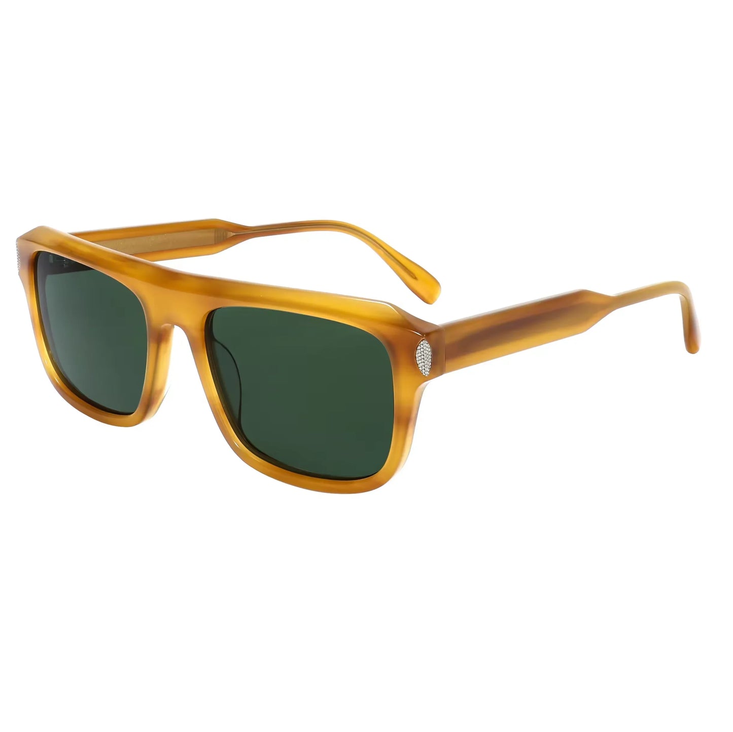 Tortoise Acetate Sunglasses Vintage Rivet Rectangle Frame UV Protection Unisex Retro Sun Glasses Fashion
