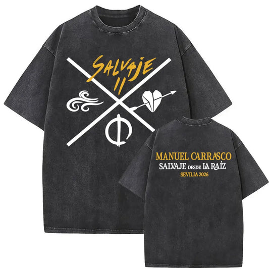 Manuel Carrasco Salvaje Desde Ia Raiz 2026 Vintage Washed T-shirt Men Women Fashion Hip Hop Punk 100% Cotton T Shirts Streetwear