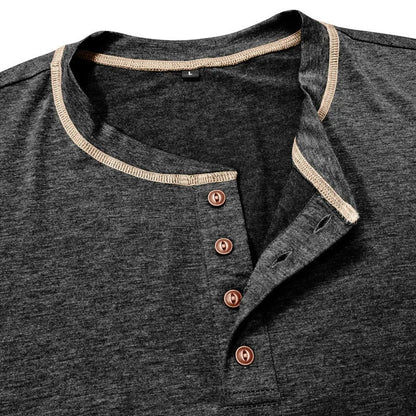 Men's Cotton Button Henley Neck Shirt Long Sleeve Casual Button Solid Color Fashion Streetwear Tops Tees T-Shirts Men Clothing