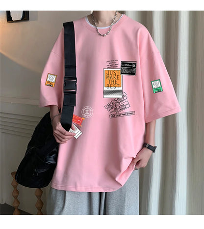 Men's Cotton T-shirts White Mens Oversized T Shirt Summer Casual Wear Letter Print Tee Shirts Fashion for Men 5XL Male Clothes
