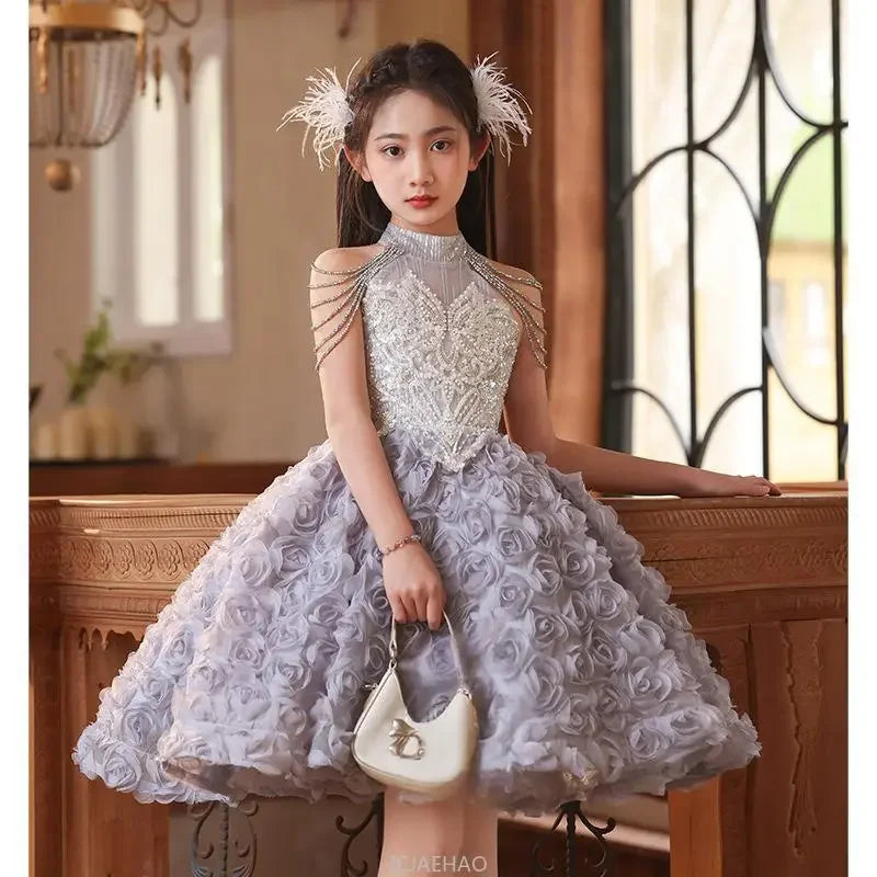 Elegant Girls Princess Dresses Birthday Party Pageant Gown Kids Costume Wedding Dress Formal Outfit Children Summer Clothes