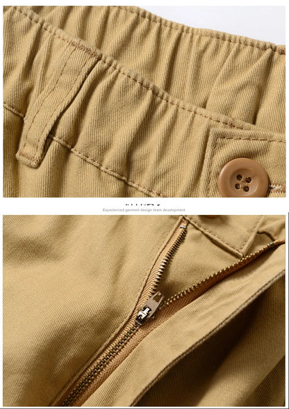 High Quality Men's Tactical Pants Elastic Waist Cargo Large Size Cotton Pants Multi-Pocket Trousers Sports Training Work Pants