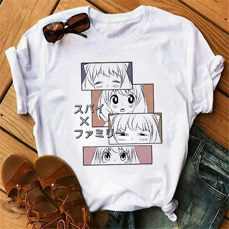 Anime Spy X Family T shirt Wommen Japanese Harajuku Fashion Short Sleeve T-shirts Summer Tops Kawaii O-Neck Women's T-shirt Top