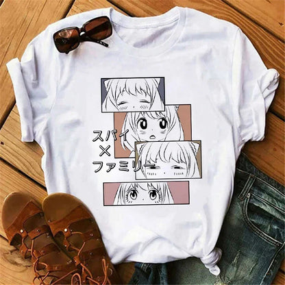 Anime Spy X Family T shirt Wommen Japanese Harajuku Fashion Short Sleeve T-shirts Summer Tops Kawaii O-Neck Women's T-shirt Top
