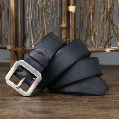 3.8CM Thick Cowhide Genuine Leather Casual Jeans Belt Men High Quality Stainless Steel Buckle Luxury Male Strap Cowboy Cintos