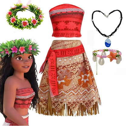 NEW Moana Episode 2 Movie Costume Princess Vaiana Role Play Dress Girls Carnival Outfit Toddler Polynesian Beach Dress