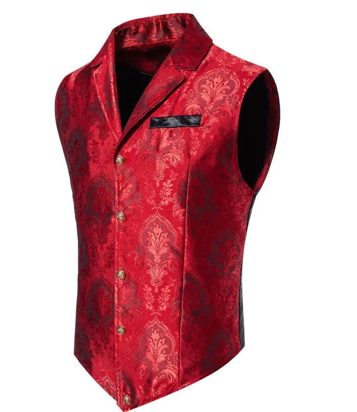 New Men Jacquard Suit Vest Loose Tops Red / Green  / Blue / Pink Fashion Male Wedding Prom Party Luxury Dress Waistcoat
