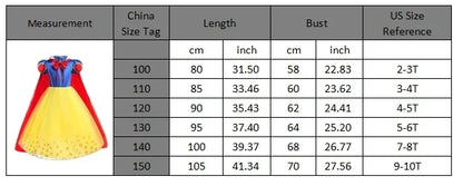 Deluxe Snow White Gown Set with Accessories Princess Costume Fairy Cosplay for Girls Kids Toddler Carnival Party Vestido
