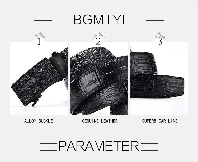 Genuine Leather Belt For Man Top Quality Luxury Famous Brand Male Belts Automatic Buckle Mens Crocodile Pattern Strap ZD2137