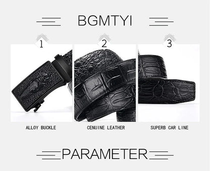 Genuine Leather Belt For Man Top Quality Luxury Famous Brand Male Belts Automatic Buckle Mens Crocodile Pattern Strap ZD2137