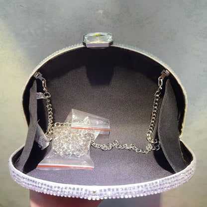 Rainbow Color Crystal Evening Clutch Bags Wedding Party Chain Bag Women Boutique Half Moon Rhinestone Purses And Handbags