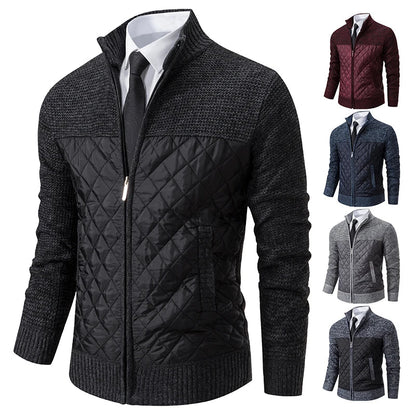 Autumn Winter Sweater Men's Loose Cardigan New Cold High Neck Jumpers Patchworked Windbreaker Casual Jackets