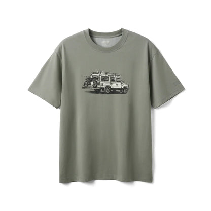2026 Summer New Oversize 200gsm Coolmax Breathable Moisture Wicking Fabric T-shirts Men Car Print Plus Size Tops